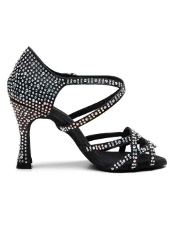 Chaussures de danse salsa et latine noir pailletes talon sur-mesure