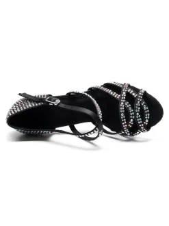 Chaussures de danse salsa et latine noir pailletes talon sur-mesure