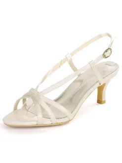 Chaussures de mariage bleu Satin bout ouvert chaton talon chaussures de mariée mère de la mariée chaussures