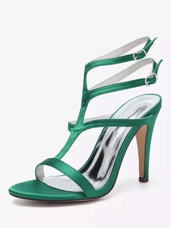 Chaussures de mariage en satin à bout ouvert et à talons hauts pour demoiselles d'honneur