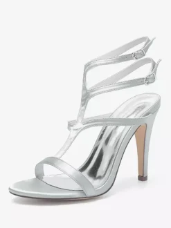 Chaussures de mariage en satin à bout ouvert et à talons hauts pour demoiselles d'honneur