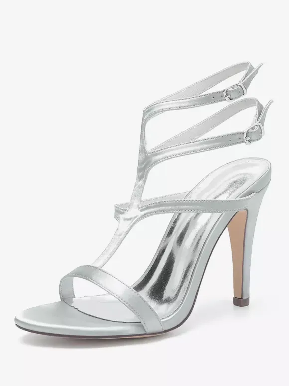 Chaussures de mariage en satin à bout ouvert et à talons hauts pour demoiselles d'honneur