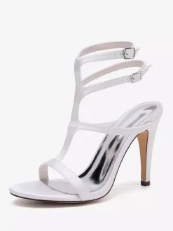 Chaussures de mariage en satin à bout ouvert et à talons hauts pour demoiselles d'honneur