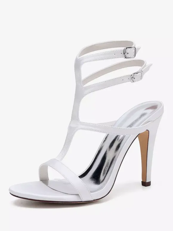 Chaussures de mariage en satin à bout ouvert et à talons hauts pour demoiselles d'honneur