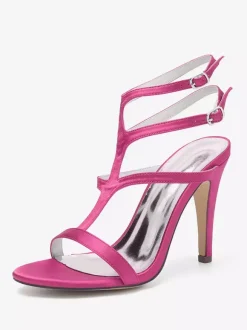 Chaussures de mariage en satin à bout ouvert et à talons hauts pour demoiselles d'honneur