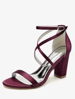 Chaussures de mariage en satin blanc sandales de mariage à bout ouvert