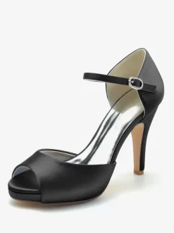 Chaussures de mariage Escarpins de mariée en satin à bout ouvert