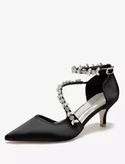 Chaussures de mariage Escarpins de mariée en satin à bout pointu
