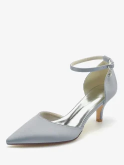 Chaussures de mariage Escarpins de mariée Soie et satin Bout pointu Strass