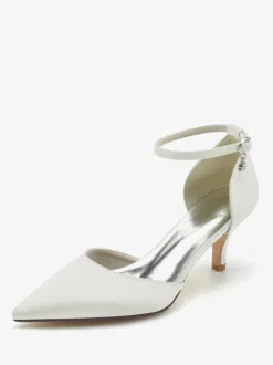 Chaussures de mariage Escarpins de mariée Soie et satin Bout pointu Strass