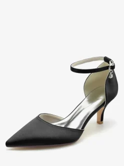 Chaussures de mariage Escarpins de mariée Soie et satin Bout pointu Strass
