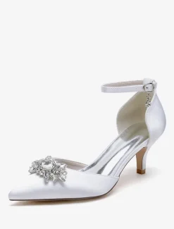 Chaussures de mariage Escarpins de mariée Satin Bout pointu Strass