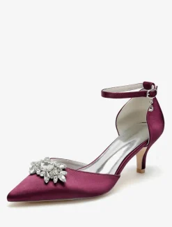 Chaussures de mariage Escarpins de mariée Satin Bout pointu Strass