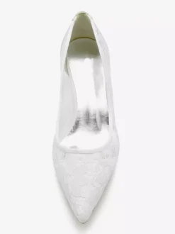Chaussures De Mariage Escarpins De Mariée Dentelle Femme Bout Pointu
