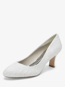 Chaussures de mariage Escarpins de mariée Dentelle Bout rond Brodé