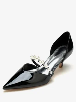 Chaussures De Mariage Escarpins De Mariée Vernis Haut Bout Pointu Perles