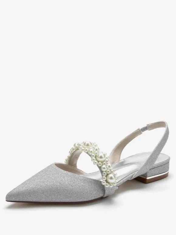 Chaussures de Mariage Plate Femme avec Bout Pointu Unicolore