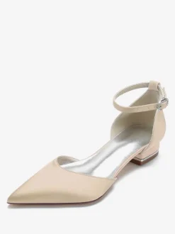 Chaussures de Mariage Plate Femme avec Bout Pointu en Paillette Unicolore