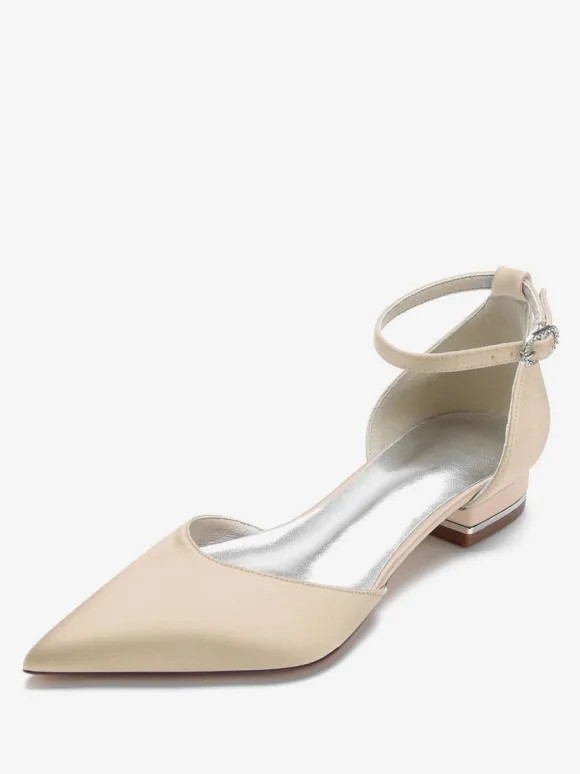 Chaussures de Mariage Plate Femme avec Bout Pointu en Paillette Unicolore
