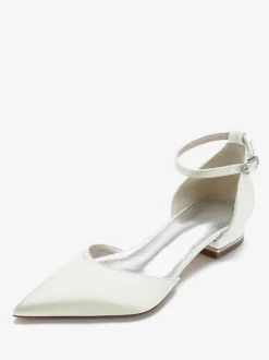 Chaussures de Mariage Plate Femme avec Bout Pointu en Paillette Unicolore