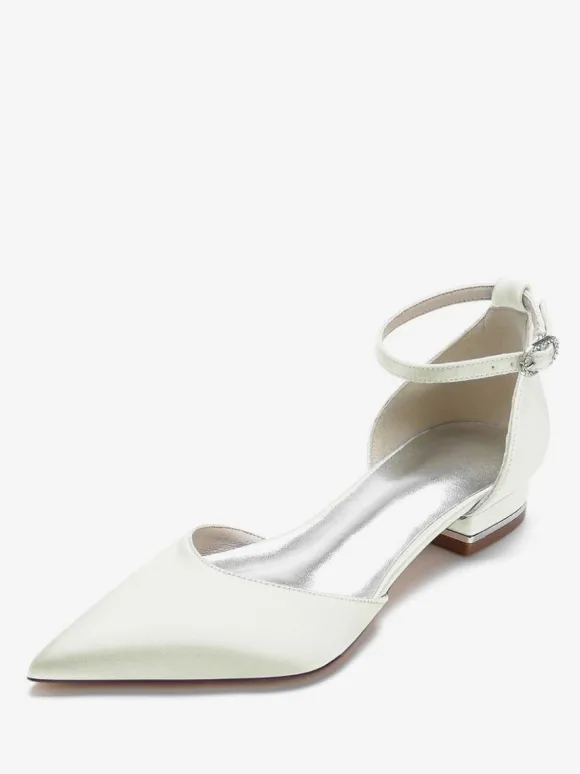 Chaussures de Mariage Plate Femme avec Bout Pointu en Paillette Unicolore