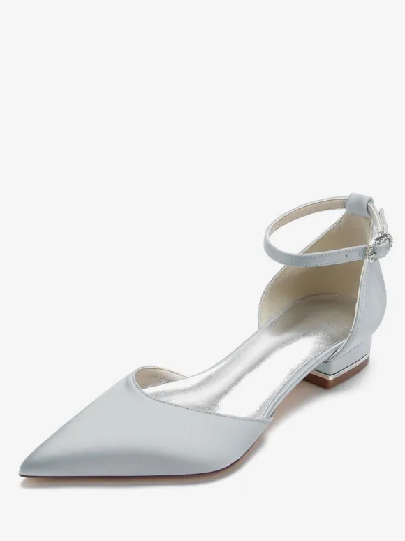 Chaussures de Mariage Plate Femme avec Bout Pointu en Paillette Unicolore