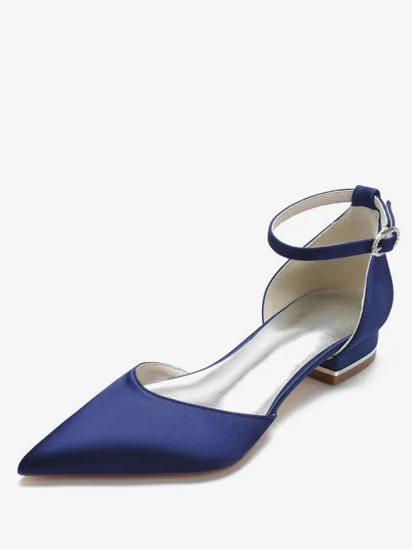 Chaussures de Mariage Plate Femme avec Bout Pointu en Paillette Unicolore