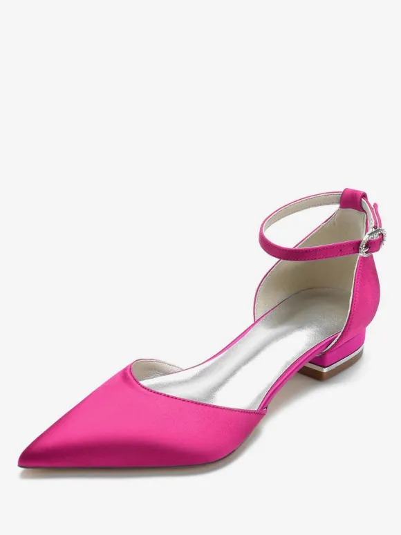 Chaussures de Mariage Plate Femme avec Bout Pointu en Paillette Unicolore