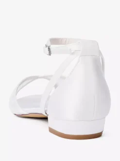 Chaussures de mariage plates en dentelle bout ouvert bride à la cheville
