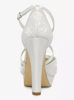 Chaussures de Mariage Rétro à Talons Hauts Femme avec Bout Rond Unicolore Chaussures De Mariée Vintage