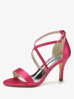 Chaussures de Mariages Femme à Talons Hauts avec Bout Ouvert Unicolore