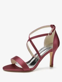 Chaussures de Mariages Femme à Talons Hauts avec Bout Ouvert Unicolore