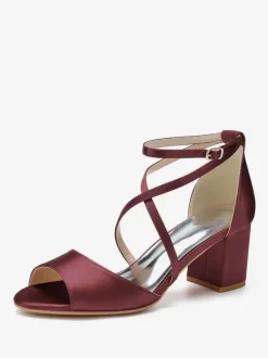 Chaussures de Mariages Femme à Talons Hauts avec Bout Ouvert Unicolore