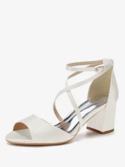 Chaussures de Mariages Femme à Talons Hauts avec Bout Ouvert Unicolore