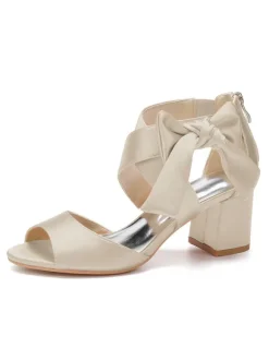 Chaussures de Mariages Femme à Talons Hauts avec Bout Ouvert Unicolore