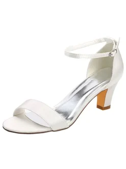 Chaussures de Mariage à Talons Hauts Femme avec Bout Ouvert Unicolore