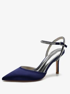 Chaussures de Mariage à Talons Hauts Femme avec Bout Pointu en Paillettes Unicolore