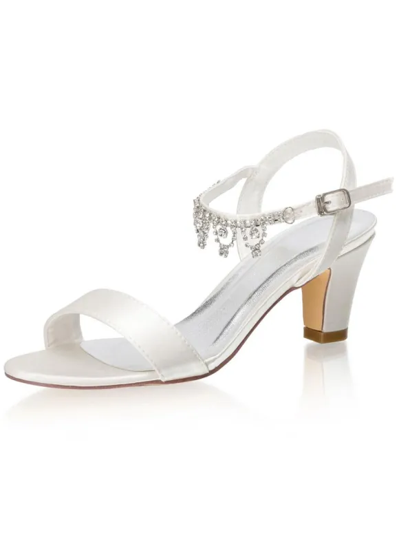 Chaussures de Mariage à Talons Hauts Femme avec Bout Ouvert Unicolore en Cuir Synthétique