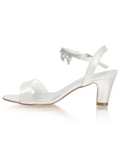 Chaussures de Mariage à Talons Hauts Femme avec Bout Ouvert Unicolore en Cuir Synthétique