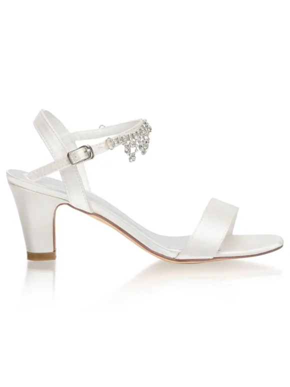 Chaussures de Mariage à Talons Hauts Femme avec Bout Ouvert Unicolore en Cuir Synthétique