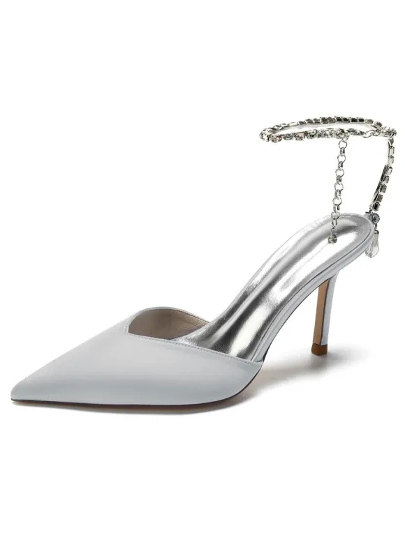 Chaussures de Mariage à Talons Hauts Femme avec Bout Pointu en Paillettes Unicolore