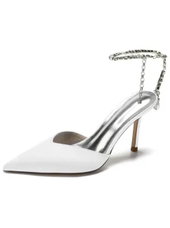 Chaussures de Mariage à Talons Hauts Femme avec Bout Pointu en Paillettes Unicolore