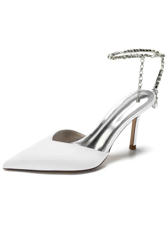 Chaussures de Mariage à Talons Hauts Femme avec Bout Pointu en Paillettes Unicolore
