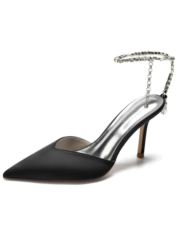 Chaussures de Mariage à Talons Hauts Femme avec Bout Pointu en Paillettes Unicolore