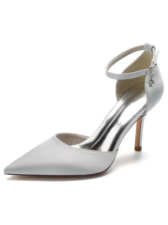 Chaussures de Mariage à Talons Hauts Femme avec Bout Pointu en Paillettes Unicolore