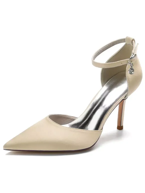 Chaussures de Mariage à Talons Hauts Femme avec Bout Pointu en Paillettes Unicolore