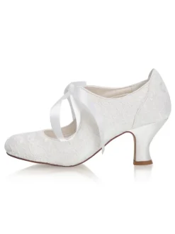 Chaussures de mariage vintage chaussures de mariée bout rond talon chaton
