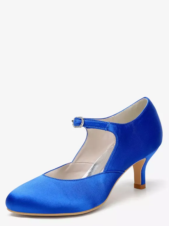 Chaussures de mariage vintage à bout rond et talon chaton Mary Jane