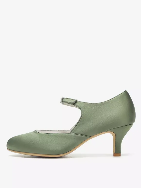 Chaussures de mariage vintage à bout rond et talon chaton Mary Jane