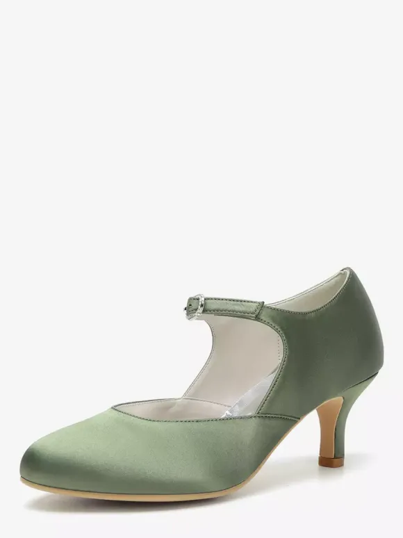 Chaussures de mariage vintage à bout rond et talon chaton Mary Jane